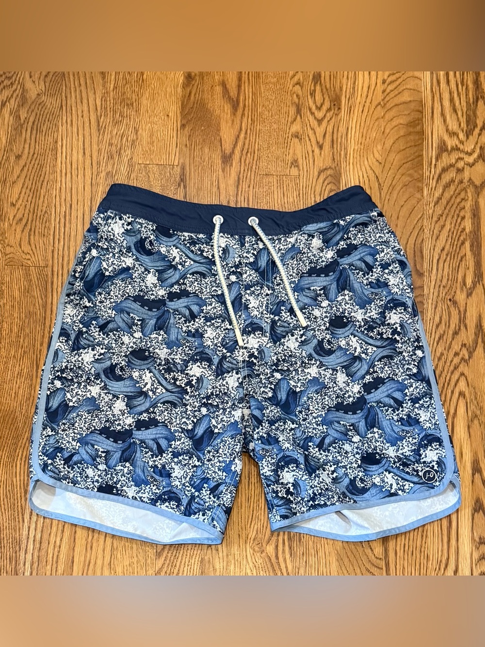 johnnie-O Blue Wave Pattern Swim Shorts
